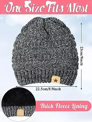 Jeere 4 Pcs Women Winter Glove and Hat Set Winter Hat Touchscreen Gloves Warm Knitted Beanie and Mittens for Women - 2