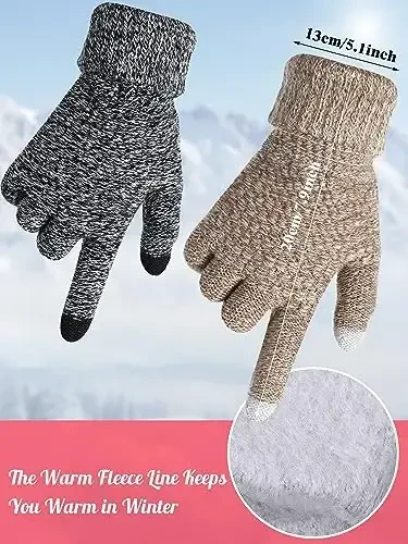 Jeere 4 Pcs Women Winter Glove and Hat Set Winter Hat Touchscreen Gloves Warm Knitted Beanie and Mittens for Women - 3