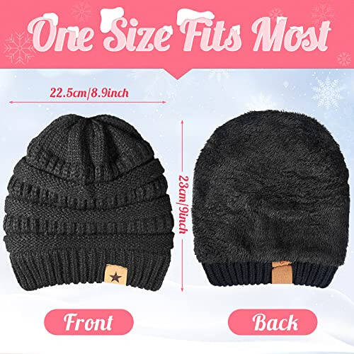 Jeere 4 Pcs Women Winter Glove and Hat Set Women Winter Hat Touchscreen Gloves Warm Knitted Beanie Hats and Gloves for Women - 2