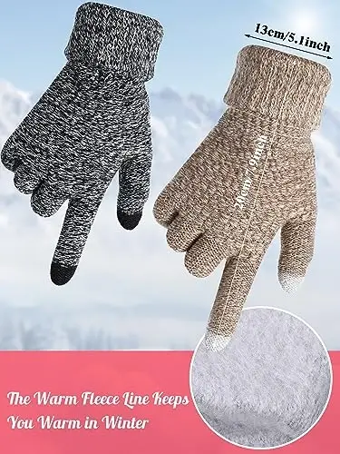 Jeere 4 Pcs Women Winter Glove and Hat Set Winter Hat Touchscreen Gloves Warm Knitted Beanie and Mittens for Women - 3