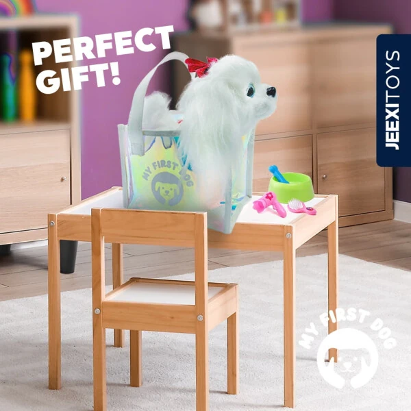 JEEXI Walking Barking Toy Dog with Remote Control Leash, 10