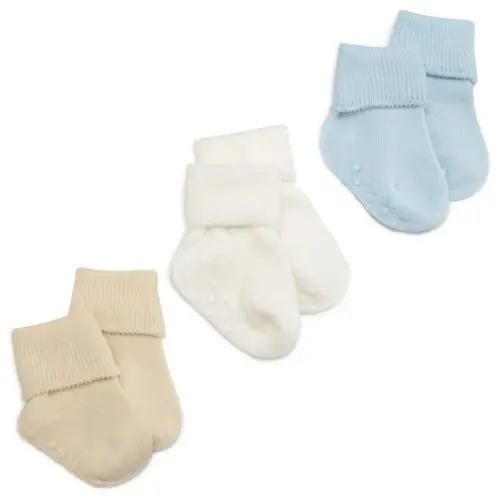 Jefferies Socks Baby Boy's Organic Cotton Non-Skid Turn Cuff Socks 3 Pair Pack - 1