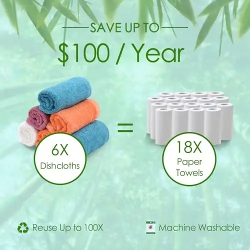 JEFFSUN Dish Cloths 12 Pack, 10x14 inch White Reusable Kitchen Washcloths, Plant Based Rayon, Soft & Scratch Free, Quick Dry, Odor Resistant - 3