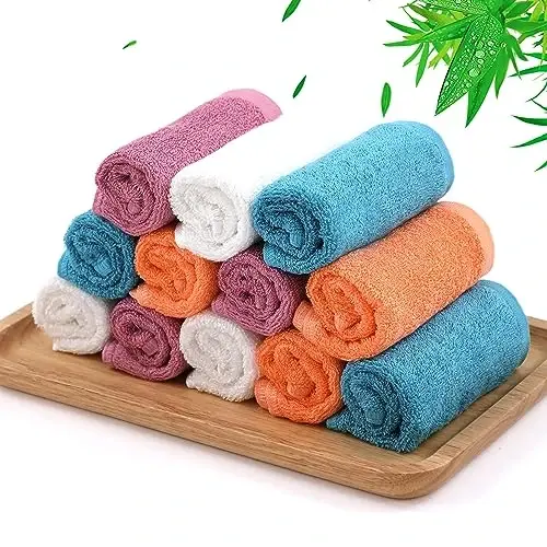 JEFFSUN Dish Cloths 12 Pack, 10x14 inch Small Kitchen Washcloths, Lint Free Fast Dry Reusable Cleaning Cloth, Ultra Soft & Scratch Free Terry Dish Rag, Easy to Rinse Multicolor Dishcloths - 8