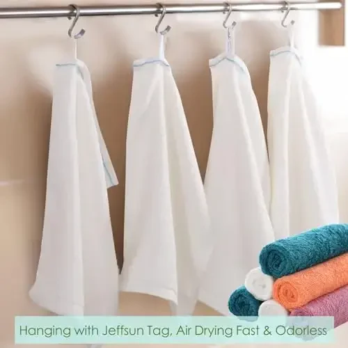 JEFFSUN Dish Cloths 12 Pack, 10x14 inch White Reusable Kitchen Washcloths, Plant Based Rayon, Soft & Scratch Free, Quick Dry, Odor Resistant - 5