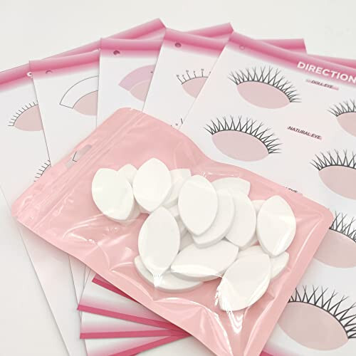 Jegapluso 20 pcs Eye Shaped Practice Sponges and 5 Sheets Lash Mapping Exercise Cards for Eyelash Beginners Lash Extension Supplies - 1