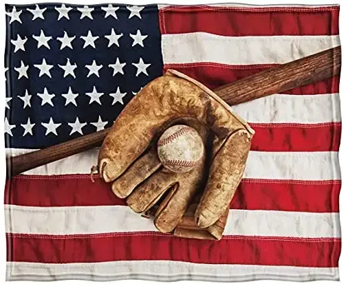 Jekeno American Flag Baseball Gifts for Men Boys Girls Women, USA Flag Throw Blankets Sport Gifts for Softball Players, Christmas Birthday Independence Day Baseball Decor Gifts for Home Bed Couch - 5
