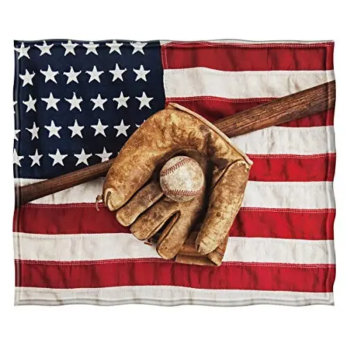 Jekeno American Flag Baseball Gifts for Men Boys Girls Women, USA Flag Throw Blankets Sport Gifts for Softball Players, Independence Day Baseball Decor for Home Bed Couch - 2