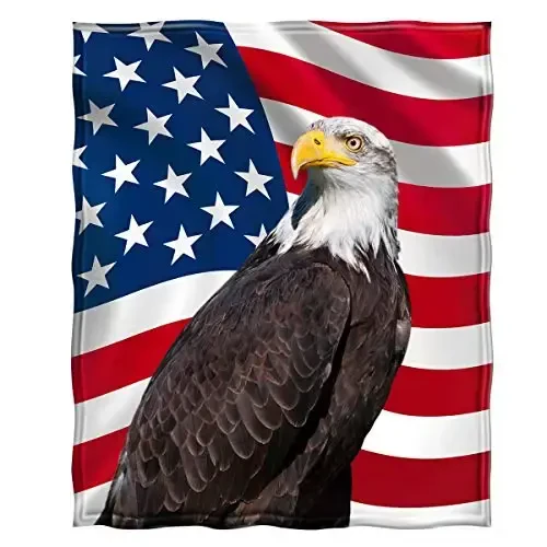 Jekeno American Flag Gifts Blanket for Men Women, Eagle USA Flag Throw Blankets for Adult Kids Boys Girls, Christmas Birthday Independence Day American Decor Gifts for Home Bed Couch - 2