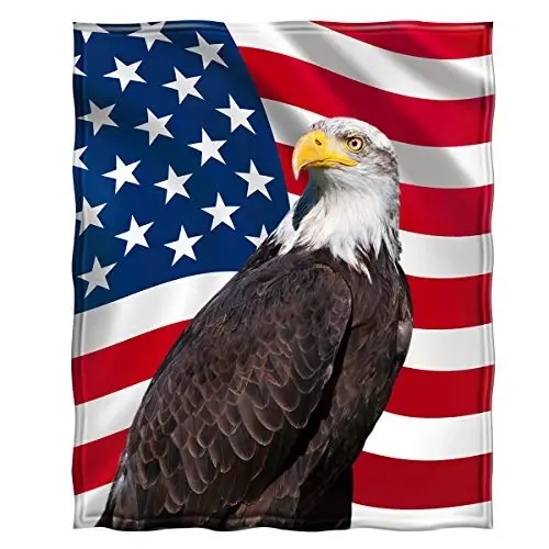 Jekeno American Flag Gifts Blanket for Men Women, Eagle USA Flag Throw Blankets for Adult Kids Boys Girls, Christmas Birthday Independence Day American Decor Gifts for Home Bed Couch - 2