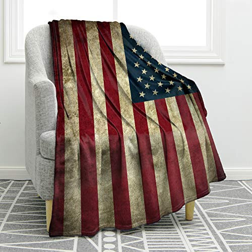 Jekeno American Flag Gifts Blanket for Men Women, USA Flag Throw Blankets for Adult Kids Boys Girls, Christmas Birthday Independence Day American Decor Gifts for Home Bed Couch - 1