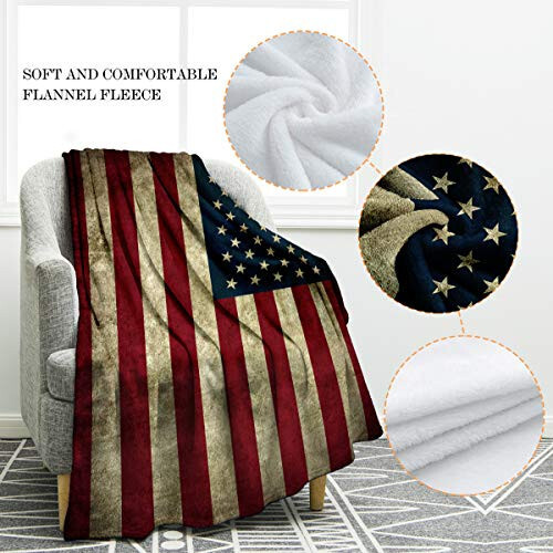 Jekeno American Flag Gifts Blanket for Men Women, USA Flag Throw Blankets for Adult Kids Boys Girls, Christmas Birthday Independence Day American Decor Gifts for Home Bed Couch - 2