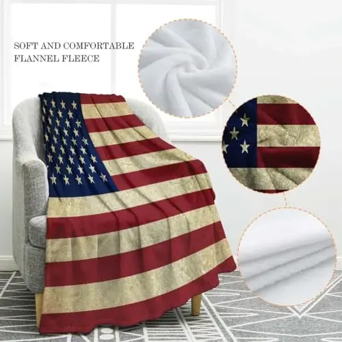 Jekeno American Flag Gifts Blanket for Men Women, USA Flag Throw Blankets for Adult Kids Boys Girls, Independence Day American Decor Gifts for Home Bed Couch - 2