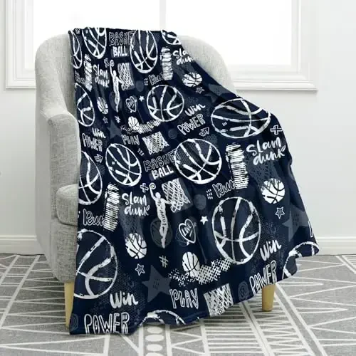 Jekeno Basketball Blanket Gifts for Boys and Adults, Soft Fleece Flannel Sport Throw for Kids Boys Girls Aged 4-12, Unique Gifts Ideas for Basketball Lovers - 1