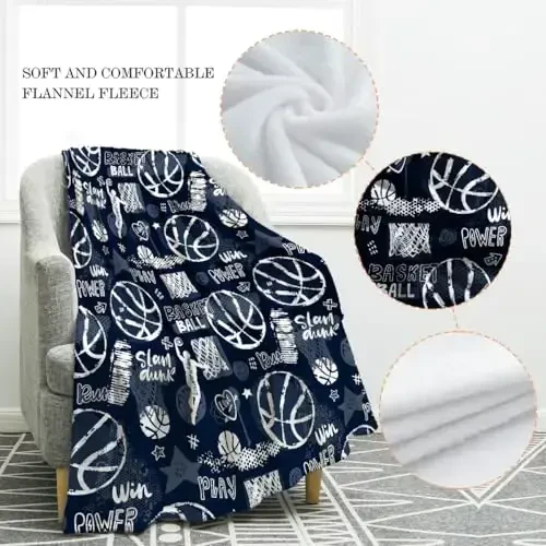 Jekeno Basketball Blanket Gifts for Boys and Adults, Soft Fleece Flannel Sport Throw for Kids Boys Girls Aged 4-12, Unique Gifts Ideas for Basketball Lovers - JEKENO (1)