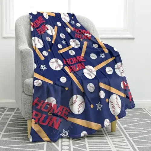 Jekeno Baseball Blanket Gifts for Boys and Adults, Soft Fleece Flannel Sport Throw for Kids Boys Girls Aged 5-12, Unique Baseballs Gifts Ideas for Baseball Lovers - 1