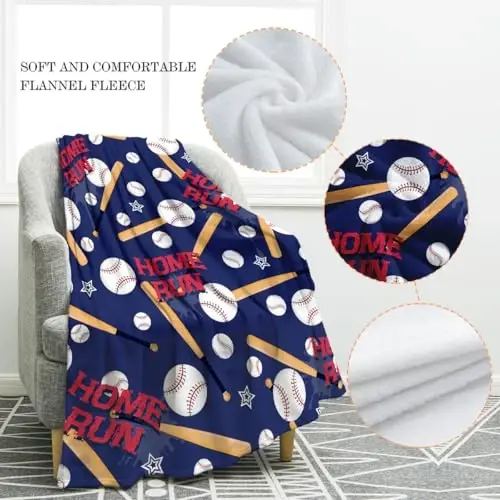 Jekeno Baseball Blanket Gifts for Boys and Adults, Soft Fleece Flannel Sport Throw for Kids Boys Girls Aged 5-12, Unique Baseballs Gifts Ideas for Baseball Lovers - 2