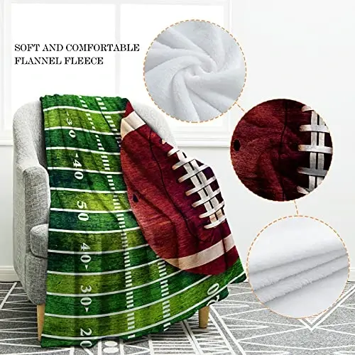 Jekeno Football Gifts Blanket for Boys Teens Girls, Sport Gifts for Adult Kids, Football Accessories Decor for Age 2-10 Year Old - 3