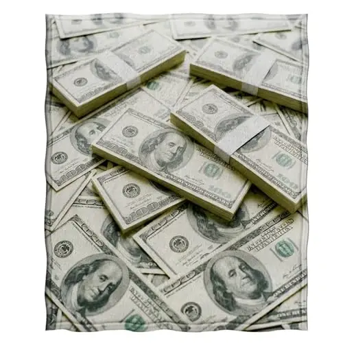 Jekeno Money Throw Blanket Gifts for Women Men, 100 Dollar Bills Decorations, Money Print Throw Blanket Couch Bed Sofa Travelling for Adult Kids - 3
