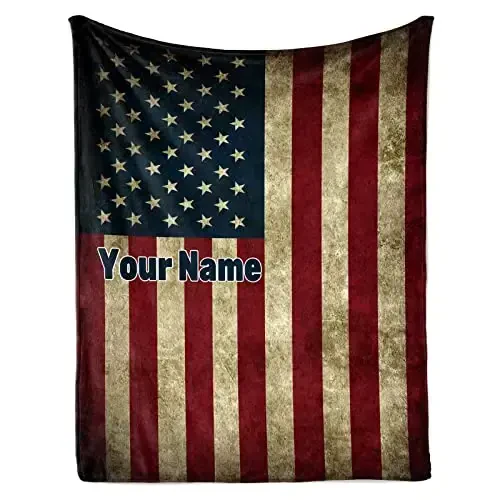 Jekeno Personlized American Blanket Gift Custom Throw Blanket with Your Name Soft Warm Throw Print Blanket for Couch Bed 50