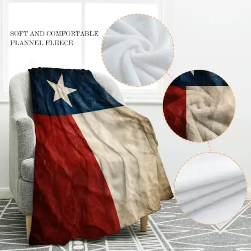 Jekeno Texas Gifts Blanket for Men Women, Texas Flag Throw Blankets Gifts for Adult Kids Boys Girls, Independence Day Texas Themed Decor for Home Bed Couch - 2