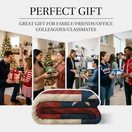 Jekeno Texas Gifts Blanket for Men Women, Texas Flag Throw Blankets Gifts for Adult Kids Boys Girls, Independence Day Texas Themed Decor for Home Bed Couch - 5