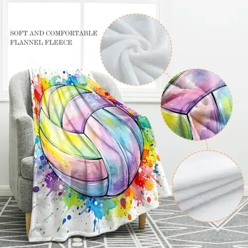 Jekeno Volleyball Blanket Gifts for Kids Teens, Volleyball Stuff Party Decorations for Lovers Team Gifts, Volleyballs Print Throw Blanket Couch Bed Sofa Travelling for Grils Boys Sports - 2