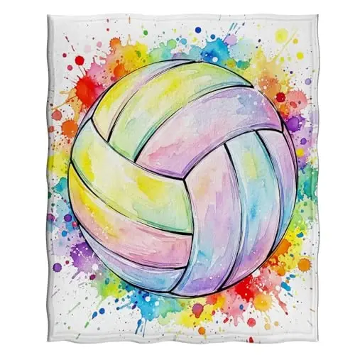 Jekeno Volleyball Blanket Gifts for Kids Teens, Volleyball Stuff Party Decorations for Lovers Team Gifts, Volleyballs Print Throw Blanket Couch Bed Sofa Travelling for Grils Boys Sports - 3