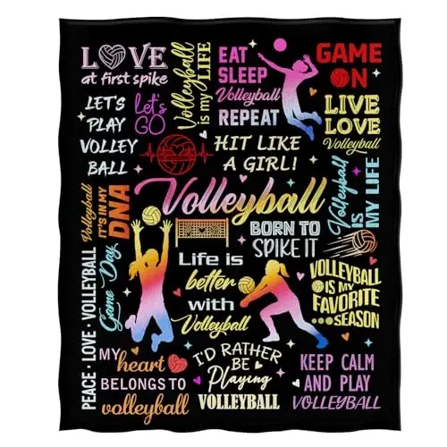 Jekeno Volleyball Blanket Gifts for Kids Teens, Volleyball Stuff Party Decorations for Lovers Team Gifts, Volleyballs Print Throw Blanket Couch Bed Sofa Travelling for Grils Boys Sports - 3