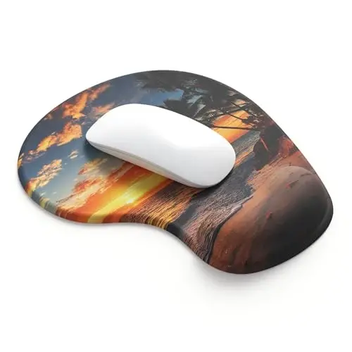 Office Mousepad with Gel Wrist Support - Ergonomic Gaming Desktop Mouse Pad Wrist Rest - Design Gamepad Mat Rubber Base for Laptop Computer -Silicone Non-Slip Special-Textured Surface (15SunsetP) - 1