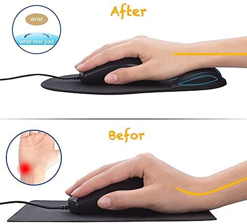 Jel Bilek Destekli Ofis Mouse Pedi - Ergonomik Oyun Masaüstü Mouse Pedi Bilek Desteği - Dizayn Oyun Pedi Paspas Kauçuk Taban Dizüstü Bilgisayar İçin - Silikon Kaymaz Özel Dokulu Yüzey (06Kırmızı) - 5