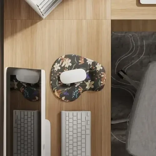 Office Mousepad with Gel Wrist Support - Ergonomic Gaming Desktop Mouse Pad Wrist Rest - Design Gamepad Mat Rubber Base for Laptop Computer -Silicone Non-Slip Special-Textured Surface (14Lily) - DEMON CHEST (1)