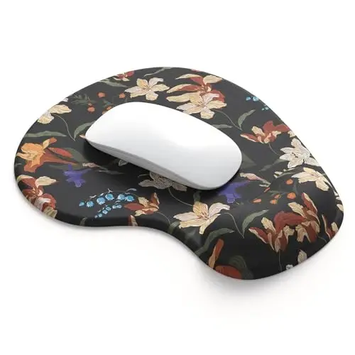 Office Mousepad with Gel Wrist Support - Ergonomic Gaming Desktop Mouse Pad Wrist Rest - Design Gamepad Mat Rubber Base for Laptop Computer -Silicone Non-Slip Special-Textured Surface (14Lily) - 1