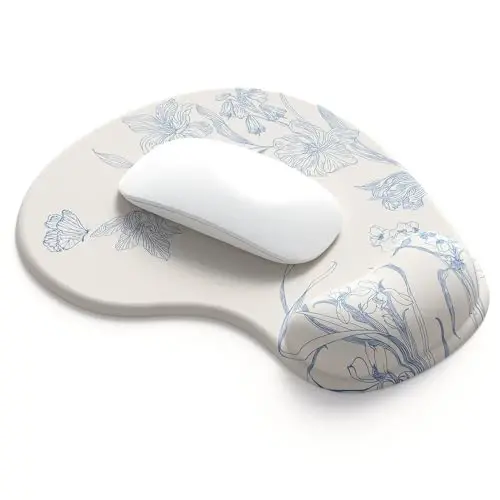 Office Mousepad with Gel Wrist Support - Ergonomic Gaming Desktop Mouse Pad Wrist Rest - Design Gamepad Mat Rubber Base for Laptop Computer -Silicone Non-Slip Special-Textured Surface (15Beige) - 1