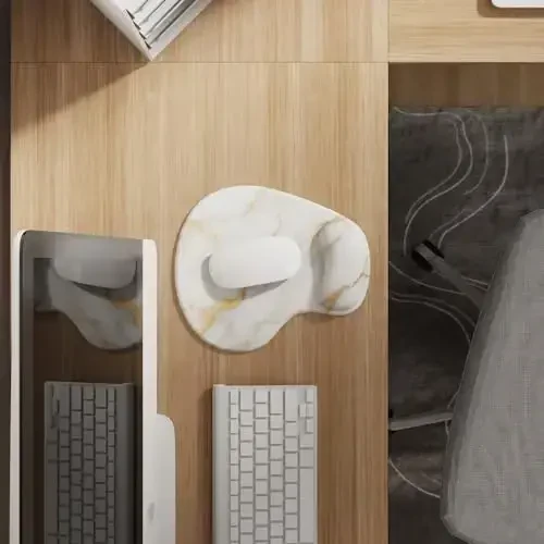 Office Mousepad with Gel Wrist Support - Ergonomic Gaming Desktop Mouse Pad Wrist Rest - Design Gamepad Mat Rubber Base for Laptop Computer -Silicone Non-Slip Special-Textured Surface (15MarbleW) - 2