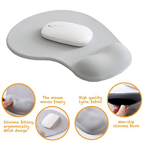 Jel Bilek Destekli Ofis Mousepad'i - Ergonomik Oyun Bilgisayar Masa Mouse Pad Bilek Desteği - Dizayn Oyun Pad Mat Kauçuk Taban Laptop Bilgisayar İçin - Silikon Kaymaz Özel Dokulu Yüzey (02Gri) - 3