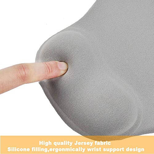 Jel Bilek Destekli Ofis Mousepad'i - Ergonomik Oyun Bilgisayar Masa Mouse Pad Bilek Desteği - Dizayn Oyun Pad Mat Kauçuk Taban Laptop Bilgisayar İçin - Silikon Kaymaz Özel Dokulu Yüzey (02Gri) - 4