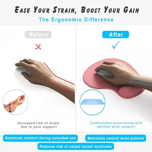 Office Mousepad with Gel Wrist Support - Ergonomic Gaming Desktop Mouse Pad Wrist Rest - Design Gamepad Mat Rubber Base for Laptop Computer -Silicone Non-Slip Special-Textured Surface (02Grey) - 3