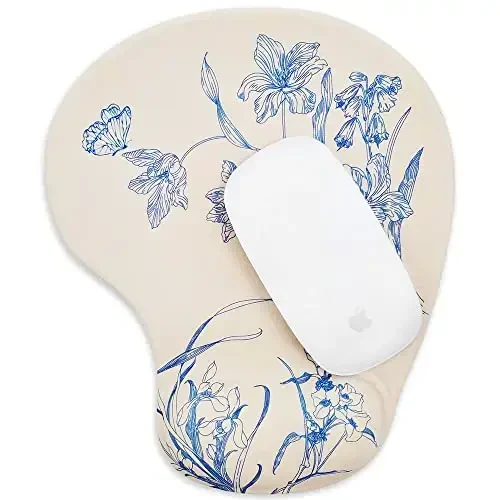 Office Mousepad with Gel Wrist Support - Ergonomic Gaming Desktop Mouse Pad Wrist Rest - Design Gamepad Mat Rubber Base for Laptop Computer -Silicone Non-Slip Special-Textured Surface (06RoseRed) - MODAZONE (1)