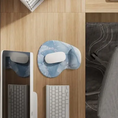 Office Mousepad with Gel Wrist Support - Ergonomic Gaming Desktop Mouse Pad Wrist Rest - Design Gamepad Mat Rubber Base for Laptop Computer -Silicone Non-Slip Special-Textured Surface (15OceanN) - 2