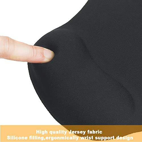 Jel Bilek Destekli Ofis Mousepad'i - Ergonomik Oyun Masaüstü Mouse Pad Bilek Desteği - Oyun Kumandası Matı Tasarım Kauçuk Taban Dizüstü Bilgisayar İçin - Silikon Kaymaz Özel Dokulu Yüzey (03 Siyah) - 5