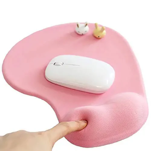 Office Mousepad with Gel Wrist Support - Ergonomic Gaming Desktop Mouse Pad Wrist Rest - Design Gamepad Mat Rubber Base for Laptop Computer -Silicone Non-Slip Special-Textured Surface (01Pink) - 1
