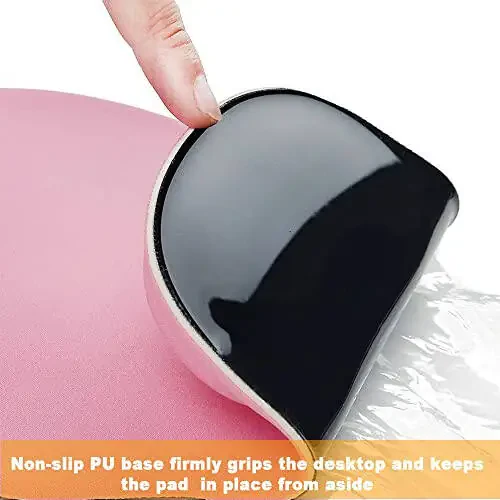 Office Mousepad with Gel Wrist Support - Ergonomic Gaming Desktop Mouse Pad Wrist Rest - Design Gamepad Mat Rubber Base for Laptop Computer -Silicone Non-Slip Special-Textured Surface (01Pink) - 11