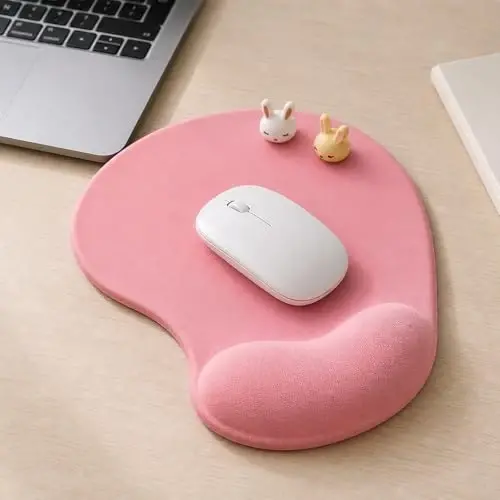 Office Mousepad with Gel Wrist Support - Ergonomic Gaming Desktop Mouse Pad Wrist Rest - Design Gamepad Mat Rubber Base for Laptop Computer -Silicone Non-Slip Special-Textured Surface (01Pink) - DEMON CHEST (1)