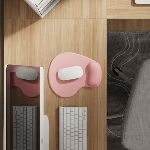 Jel Bilek Destekli Ofis Mousepadı - Ergonomik Oyun Masaüstü Mouse Pad Bilek Desteği - Tasarım Oyun Kontrolcüsü Mat Kauçuk Taban Dizüstü Bilgisayar İçin - Silikon Kaymaz Özel Dokulu Yüzey (01Pembe) - 2