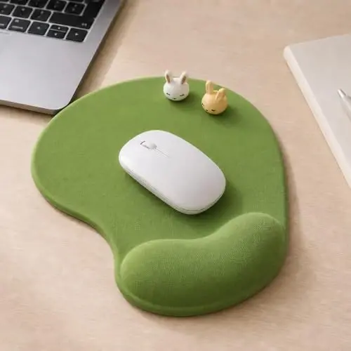 Office Mousepad with Gel Wrist Support - Ergonomic Gaming Desktop Mouse Pad Wrist Rest - Design Gamepad Mat Rubber Base for Laptop Computer (05Green) - DEMON CHEST (1)