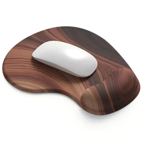 Office Mousepad with Gel Wrist Support - Ergonomic Gaming Desktop Mouse Pad Wrist Rest - Design Gamepad Mat Rubber Base for Laptop Computer -Silicone Non-Slip Special-Textured Surface (12Walnut) - 1
