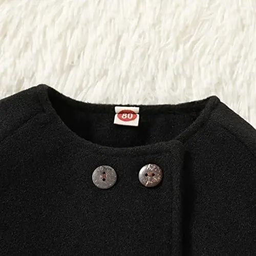 JEELLIGULAR Toddler Baby Girl Coats Kids Cloak Button Warm Thick Jacket Clothes Baby Fall Winter Outwear Clothes Set - 4