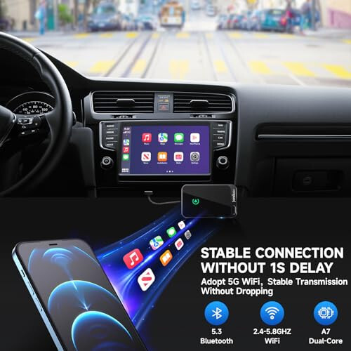 Jemluse Kablosuz CarPlay Adaptörü Apple için - Fabrika Kablolu Bağlantıyı Kablosuz CarPlay Dongle'a Dönüştürmek İçin Sabit Hızlı Bağlantı - iPhone için Arabalar - iOS 10+ ile Ekrana Gecikmesiz USB C ile (Kozmik Gri) - 2