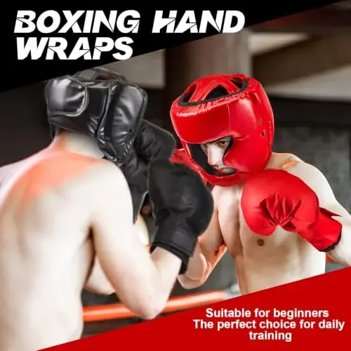 Jenaai 3 Pack Boxing Headgear for MMA, Kickboxing Muay Thai Sparring | PU Leather, High-density Foam, 22.8-25.6 in Adjustable Fit, 5.3 oz Lightweight Design, Red Blue Black White Headgear Included - 6